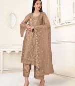 Brown & Butterfly_Net Designer Heavy Traditional Wear Salwar Suit
