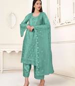 Blue & Butterfly_Net Designer Heavy Traditional Wear Salwar Suit