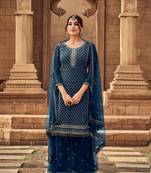 Teal & Faux_Georgette Designer Heavy Traditional Wear Salwar Suit