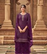 Purple & Faux_Georgette Designer Heavy Traditional Wear Salwar Suit