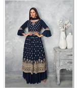 Navy Blue & Faux_Georgette Designer Heavy Traditional Wear Salwar Suit