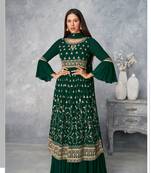 Green & Faux_Georgette Designer Heavy Traditional Wear Salwar Suit
