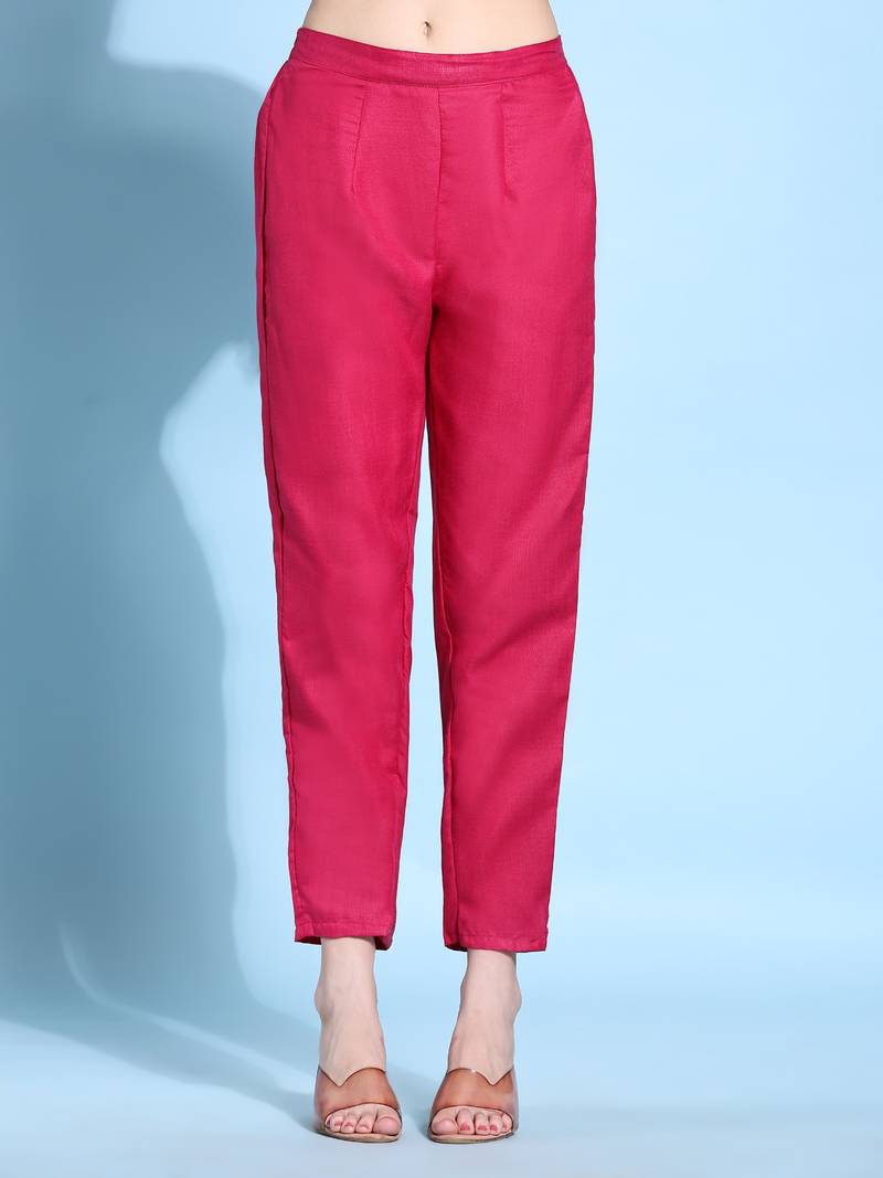 Women's Gold And Pigment Printed Cotton Kurta And Pant Set (Rani) (MAK29BUTTI)