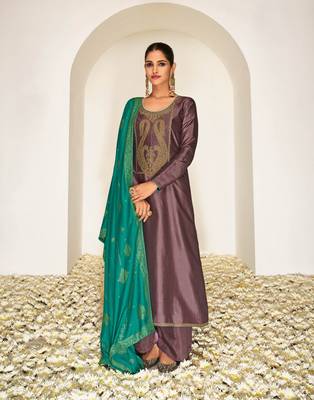 Mauve & Premium_Silk Designer Heavy Traditional Wear Salwar Suit 1