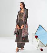 Dark Grey & Premium_Silk Designer Heavy Traditional Wear Salwar Suit