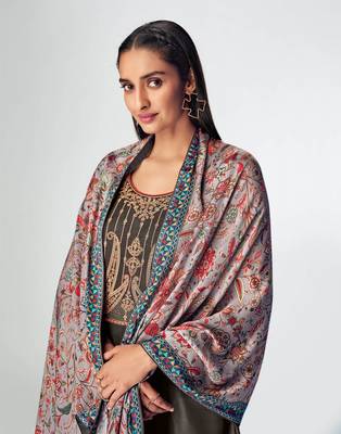 Dark Grey & Premium_Silk Designer Heavy Traditional Wear Salwar Suit 2