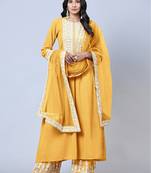Yellow & Faux_Georgette Designer Heavy Traditional Wear Salwar Suit