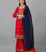 Red & Georgette  Designer Heavy Traditional Wear Salwar Suit