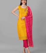 Pink & Chanderi Cotton  Designer Heavy Traditional Wear Salwar Suit