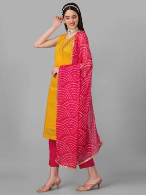 Pink & Chanderi Cotton  Designer Heavy Traditional Wear Salwar Suit 2