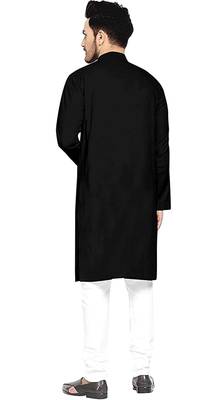 Textile cloth men's black color cotton kurta payjama set 4