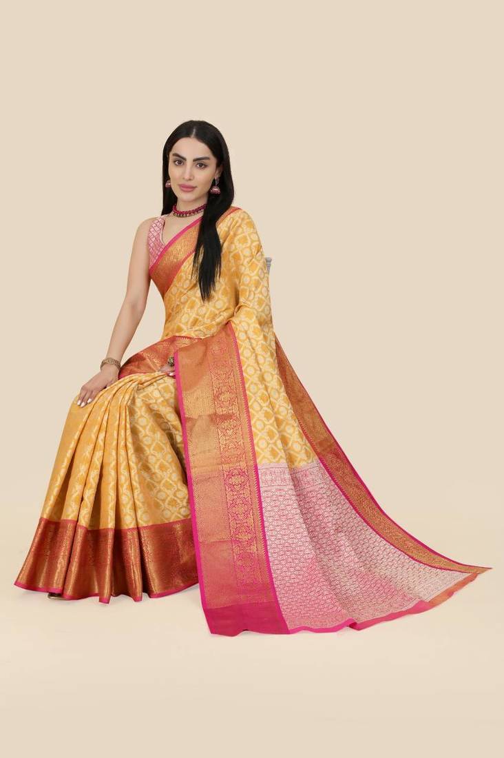 Yellow Colour Kanchipuram Silk Saree