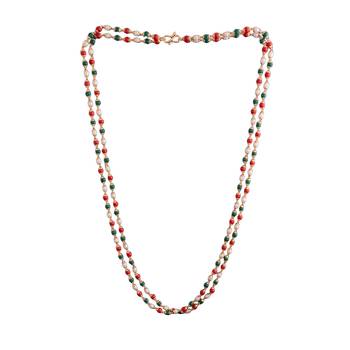 Golden pearl coral multicolour mala one gram gold 3