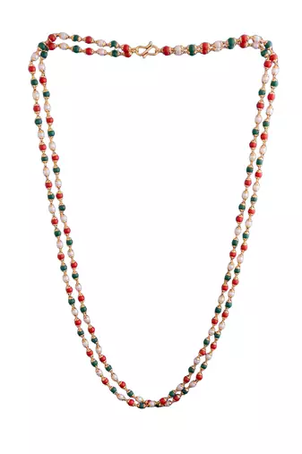 Golden pearl coral multicolour mala one gram gold