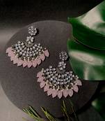 Navratri Ethnic Stylish Silver Oxidised Kundan Pearl Chandbali Earrings For Women And Girls 