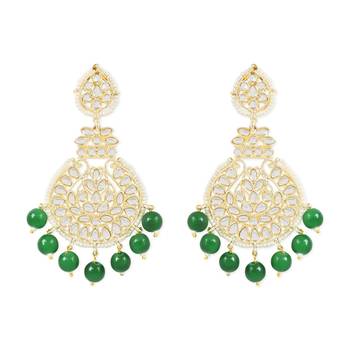 Traditional Beaded Chandbali Earrings Glided with Kundans and Pearls For Women/Girls  1