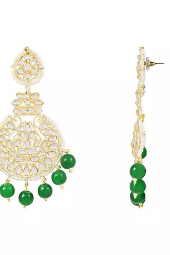 Traditional Beaded Chandbali Earrings Glided with Kundans and Pearls For Women/Girls 