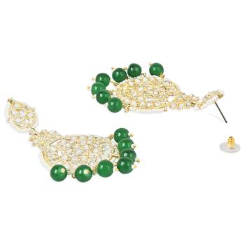 Traditional Beaded Chandbali Earrings Glided with Kundans and Pearls For Women/Girls  3