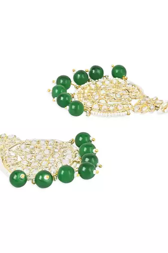 Traditional Beaded Chandbali Earrings Glided with Kundans and Pearls For Women/Girls 