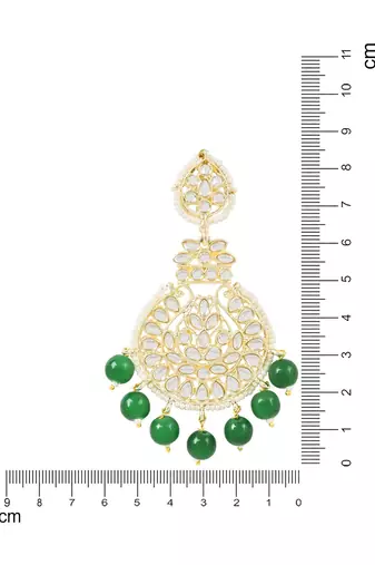 Traditional Beaded Chandbali Earrings Glided with Kundans and Pearls For Women/Girls 