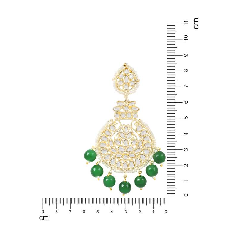 Traditional Beaded Chandbali Earrings Glided with Kundans and Pearls For Women/Girls 