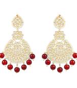 Traditional Beaded Chandbali Earrings Glided with Kundans and Pearls For Women/Girls 