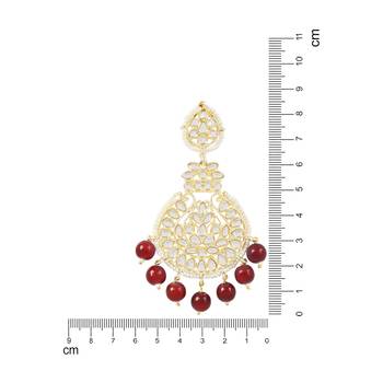 Traditional Beaded Chandbali Earrings Glided with Kundans and Pearls For Women/Girls  4