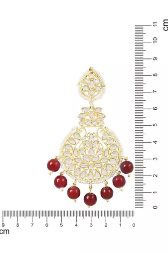 Traditional Beaded Chandbali Earrings Glided with Kundans and Pearls For Women/Girls 