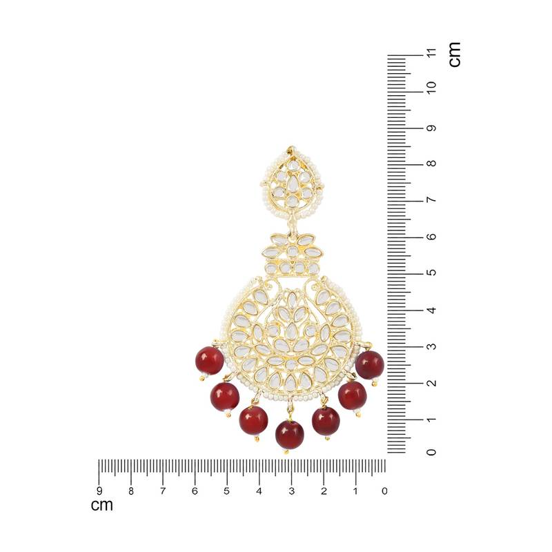 Traditional Beaded Chandbali Earrings Glided with Kundans and Pearls For Women/Girls 