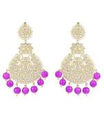 Traditional Beaded Chandbali Earrings Glided with Kundans and Pearls For Women/Girls 