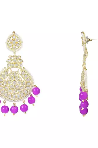 Traditional Beaded Chandbali Earrings Glided with Kundans and Pearls For Women/Girls 