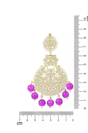 Traditional Beaded Chandbali Earrings Glided with Kundans and Pearls For Women/Girls 
