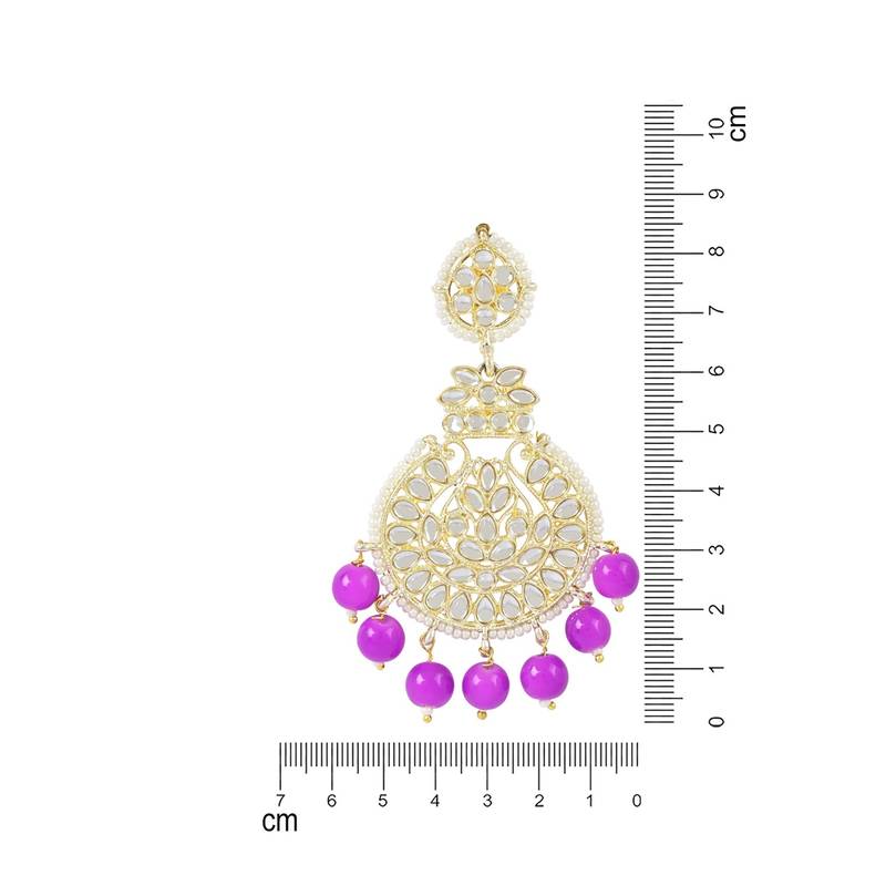 Traditional Beaded Chandbali Earrings Glided with Kundans and Pearls For Women/Girls 