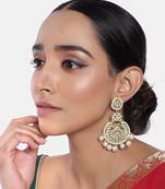Traditional Beaded Chandbali Earrings Glided with Kundans and Pearls For Women/Girls 