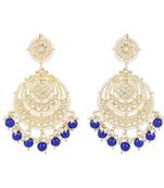 Traditional Beaded Chandbali Earrings Glided With Kundans & Pearls For Women/Girls 