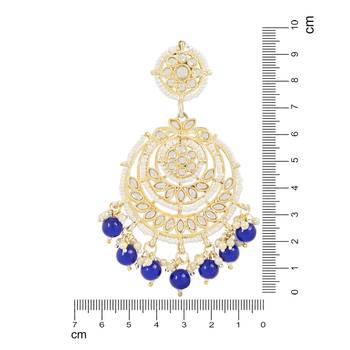 Traditional Beaded Chandbali Earrings Glided With Kundans & Pearls For Women/Girls  4