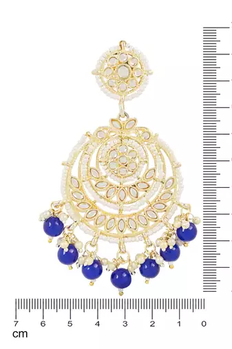 Traditional Beaded Chandbali Earrings Glided With Kundans & Pearls For Women/Girls 
