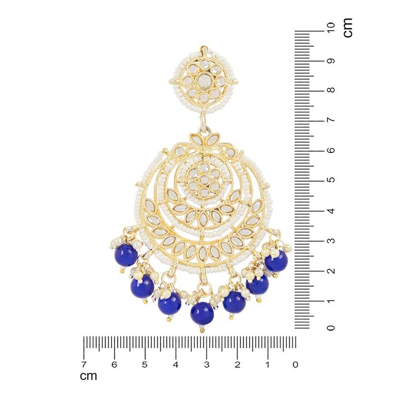 Traditional Beaded Chandbali Earrings Glided With Kundans & Pearls For Women/Girls 