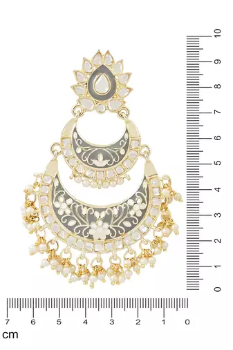 Intricately Designed Traditional Meenakari Earrings Glided With Kundans & Pearls 