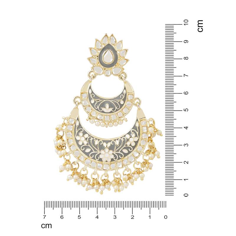 Intricately Designed Traditional Meenakari Earrings Glided With Kundans & Pearls 