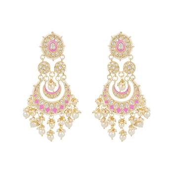 Intricately Designed Traditional Mint Meenakari Earrings Glided With Kundans & Pearls  1