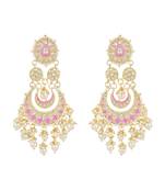Intricately Designed Traditional Mint Meenakari Earrings Glided With Kundans & Pearls 