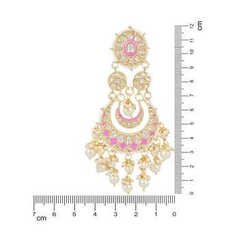 Intricately Designed Traditional Mint Meenakari Earrings Glided With Kundans & Pearls  4