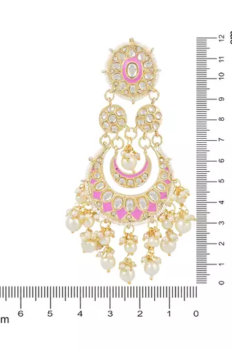 Intricately Designed Traditional Mint Meenakari Earrings Glided With Kundans & Pearls 