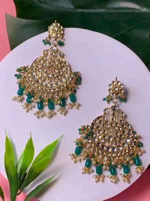 Traditional Handcrafted Pearl Kundan Beaded Earrings for Women/Girls  1