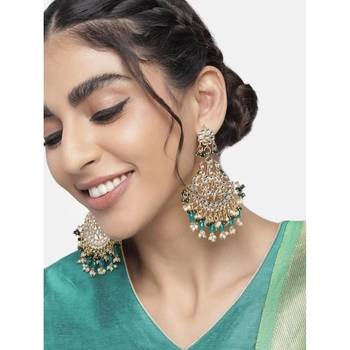 Traditional Handcrafted Pearl Kundan Beaded Earrings for Women/Girls  2
