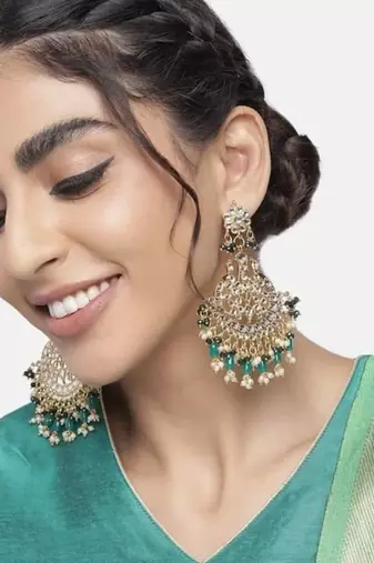 Traditional Handcrafted Pearl Kundan Beaded Earrings for Women/Girls 