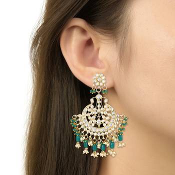 Traditional Handcrafted Pearl Kundan Beaded Earrings for Women/Girls  3
