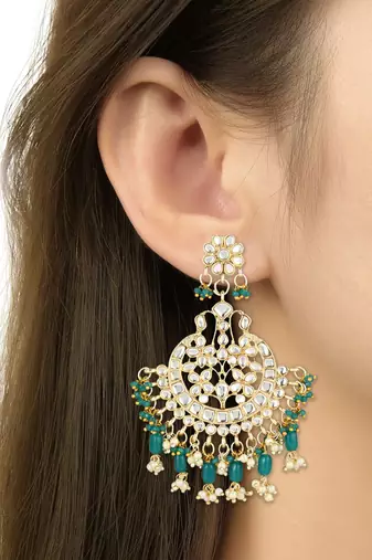 Traditional Handcrafted Pearl Kundan Beaded Earrings for Women/Girls 