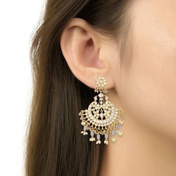 Traditional Handcrafted Pearl Kundan Beaded Earrings for Women/Girls  1
